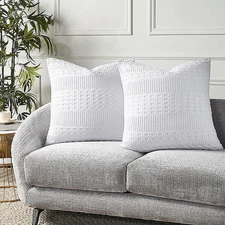 Waffle Weave White Pillow Cover Set of 2 24Lx24W VHC Brands