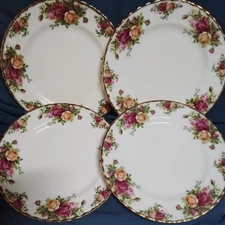 Royal Albert Old Country Roses 8" DESSERT SALAD Plates England SET 4 PLATES