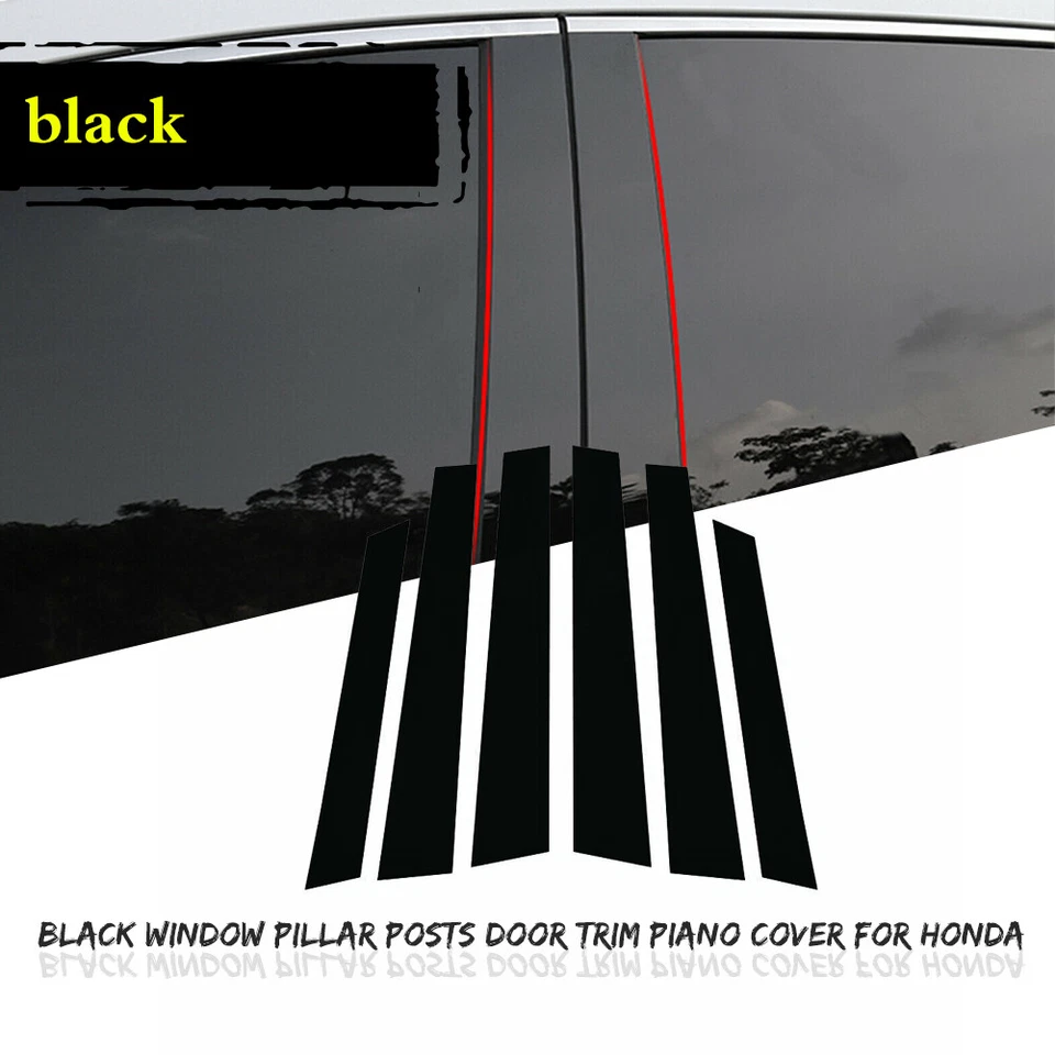 Комплект из 6 черных стоек оконных стоек отделки дверей фортепиано для Honda CRV 2007-2011 - Изображение 2 из 4