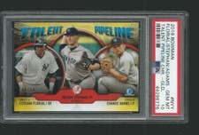 2019 BOWMAN CHROME ESTEVAN FLORIAL ADAMS YANKEES RC GOLD REFRACTOR 45/50 PSA 10