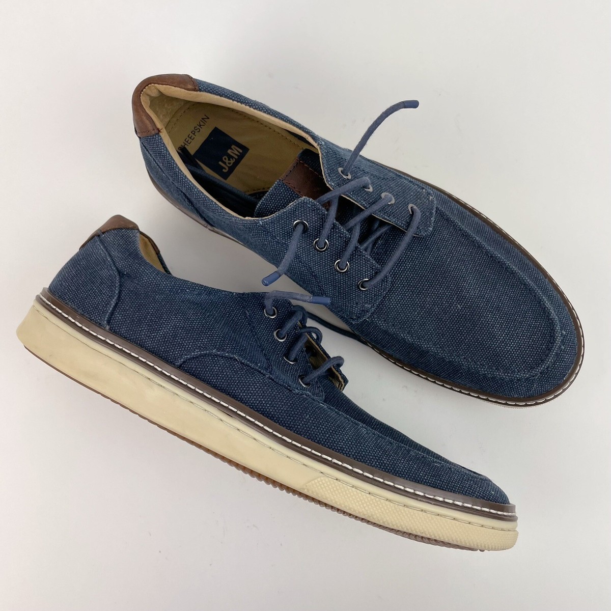 J&M Johnston & Murphy McGuffey Blue Moc Toe Canvas Sneaker Shoe US 