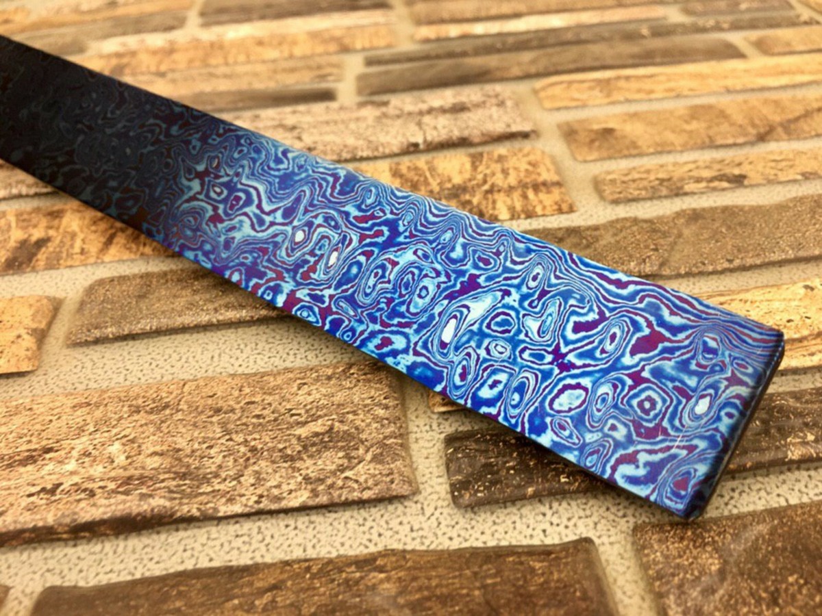 Titanium Damascus billet 14