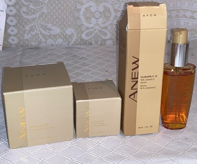 3 AVON ANEW Beauty Set: Body and Eye Cream & Serum W/ Vitamin C 50/30/15 ml NIB
