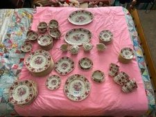 Syracuse Romance Maroon Dinner Salad Plate Cup Saucer Cereal Bowl Dinnerware