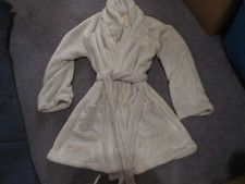 NWT VICTORIA'S SECRET COZY PLUSH SHORT ROBE M/L FLINT GREY