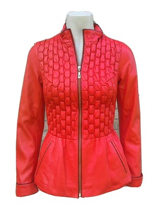 red quilted leather jacket