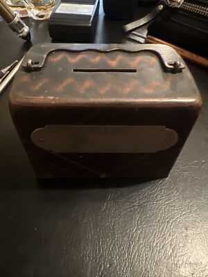 Antique Vintage Rectangle Steel Bank Parts No Key Untested Not Sure How It Works