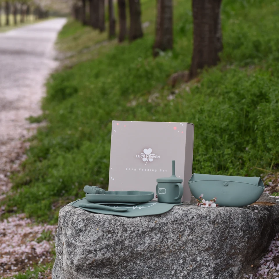LUCK HEAVEN Juego de Alimentación de Silicona para Babero de Bebé Led Suministros de Destete con Cuenco Cucharas Foto 2 de 4