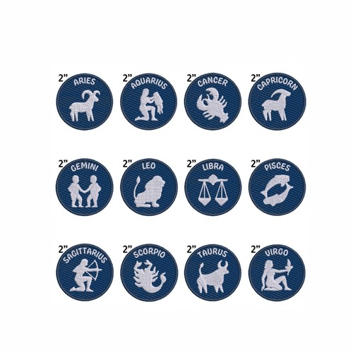 Astrology Zodiac Sign Patch Embroidered Ironon DIY Applique Uniform