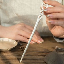 Handmade China Ancient Hanfu Style 999 Sterling Silver Hairpin Women Hair Stick