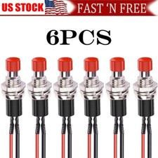 6Pcs Mini Push Button Pre-Wired Momentary N/O OFF-ON Switch Plug 12V 5AMP SPST