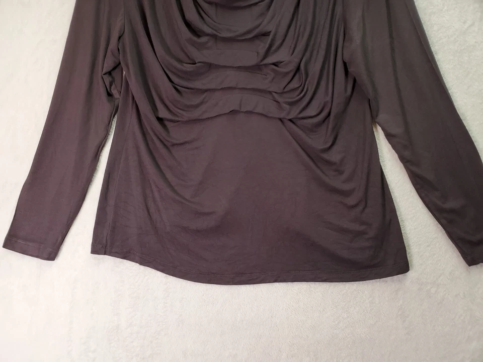 Blusa Top Mujer Marc Bouwer 1X Gris Rayón Mangas Largas Capucha Cuello Cuentas Plisado Foto 3 de 4