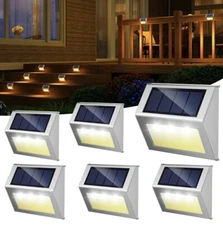 6 Pack warn light Solar Outdoor Fence Lights Deck Lights Waterproof Yardpatio
