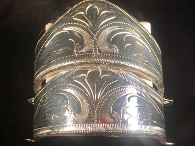 New Western Cowboy Boot Heel Guard Engraved Silver - 1 1/4''H - Pair / Set