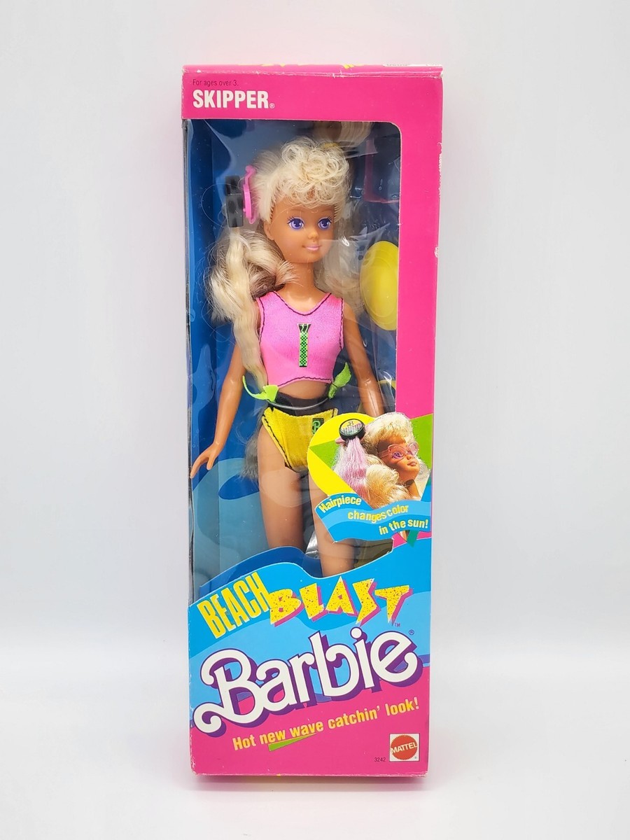 【Barbieさん専用】JUPITER値引き可能 NIB 1989 Barbie Beach Blast Skipper Doll Color Change Hair