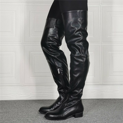 2025 Damen Overknee Stiefel Damen Overknee Motor Niedriger Absatz Flache Schuhe - Bild 5 von 14