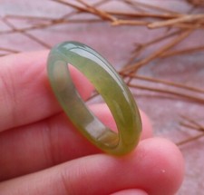 Certified Icy Yellow Burma Natural A JADE Jadeite Circle RING USA. 9    550334