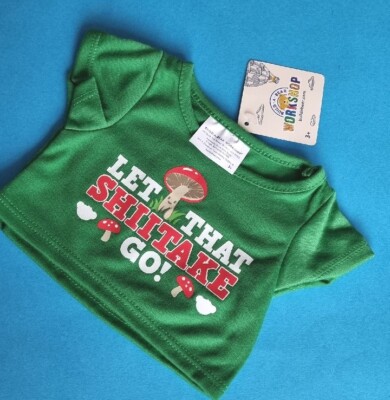 BUILD A BEAR LET THAT SHIITAKE GO MUSHROOM T-SHIRT OUTFIT KLEIDUNG BRANDNEU MIT ETIKETT 
