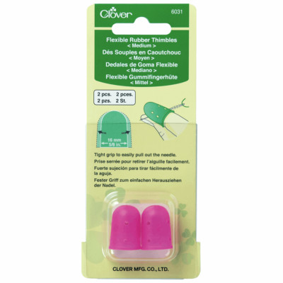 Kleeblatt flexibler Gummi Fingerhut, 2 in Packung, Nähen Quilten Patchwork Auswahl: M oder L