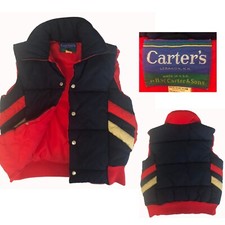 vtg 70s 80s Puffer Ski Vest Sz S Navy Blue Snap Pckts Carter's EUC