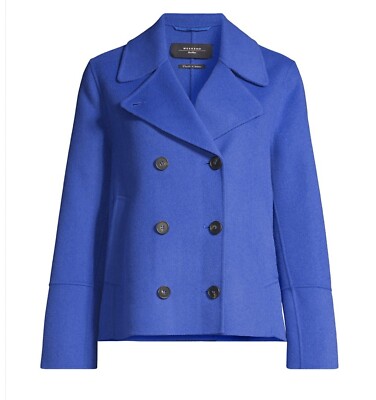 New MaxMara Weekend $795 48IT/14US  Blue Medium/Thick Doubleface Wool Peacoat