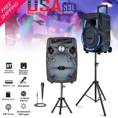 Portable 2700W Bluetooth Party Speaker Subwoofer Heavy Bass Sound System +Mic