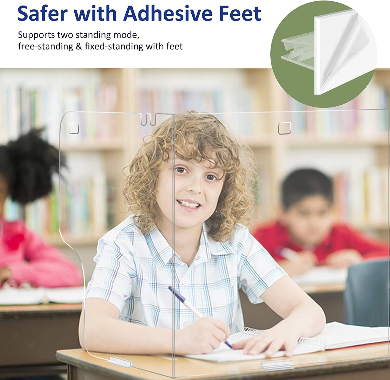 Sneeze Guard for Desk w/Adhesive Stands Desk Shields for Classroom 5
