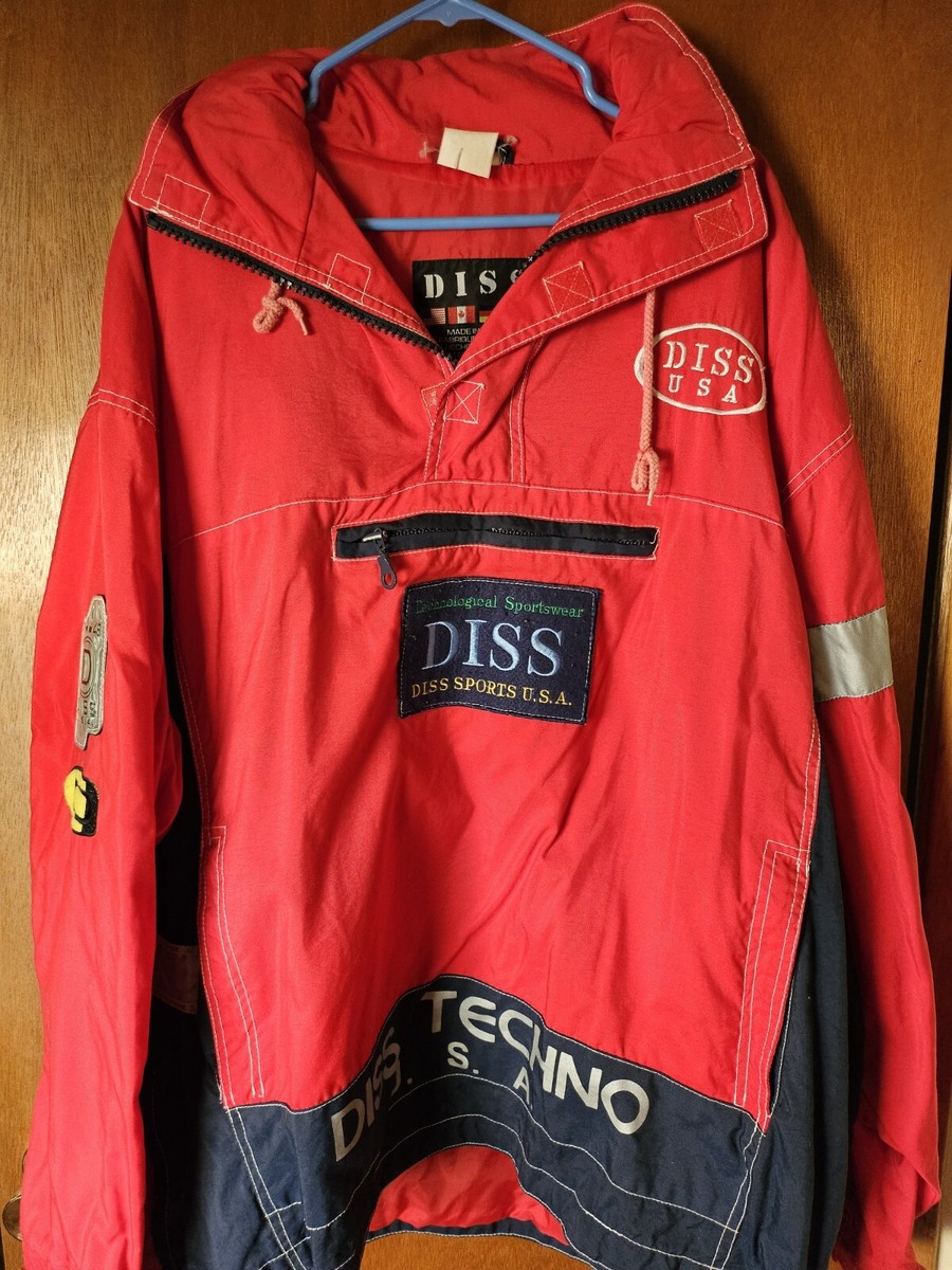 Vintage 90s DISS SPORTS USA XL ? Red Pullover Jacket Hip Hop Vintage 90s DISS SPORTS USA XL ? Red Pullover Jacket Hip Hop