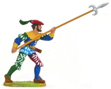 Preiser Elastolin 52309 Landsknecht Thrusting Up with Halberd mib painted 70mm