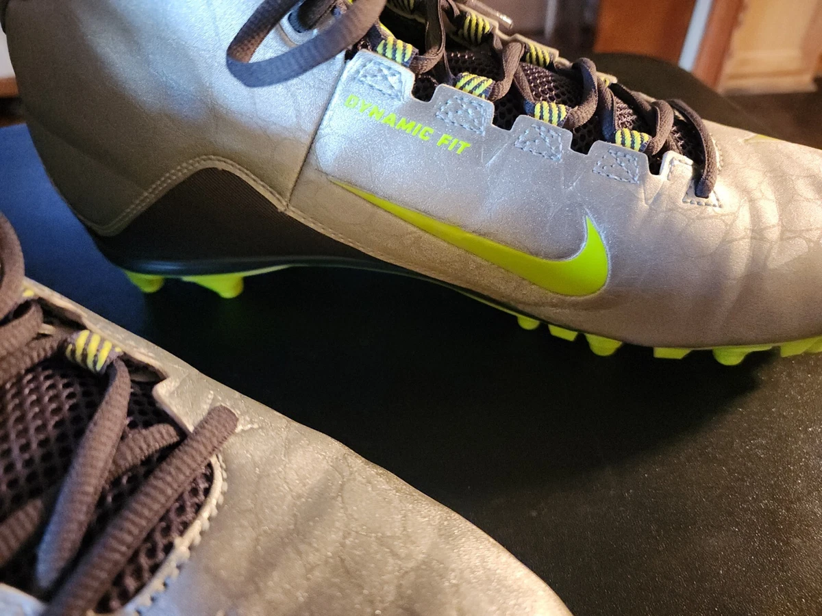 Nike Alpha Dynamic Fit Football Cleats Size 14 Gray Green logo Athletic Shoes