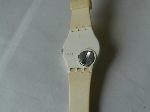 Vintage Swatch Uhr NEON Weiß S 910 Damen Wasserdicht 80er Mod Läuft Vinyl Flex - Bild 8 von 19