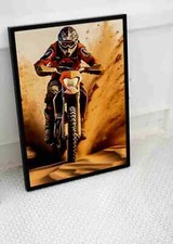 MOTOCROSS MOTORBIKE RIDER POSTER DIRT BIKE ART RACING RACE SAND A4 A3 SIZE