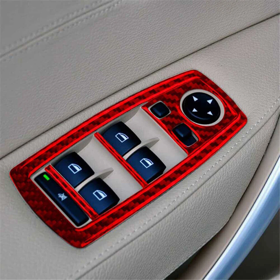 For BMW X3 2004-2010 Type B Red Carbon Fiber Window Switch Lift Panel Cover Trim — 第 4/4 张图片