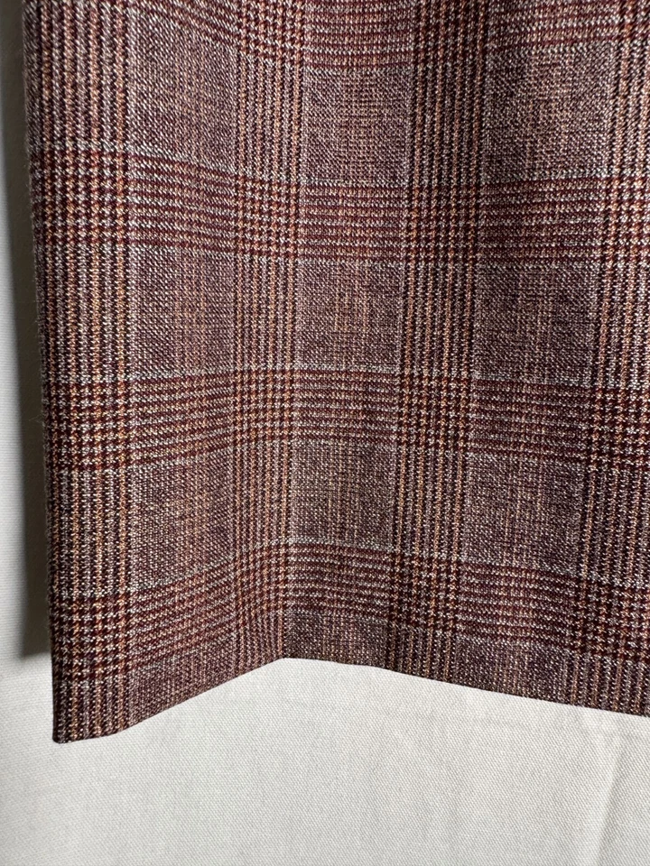 ESCADA Mujer Falda Lápiz Marrón Cuadros Lana Seda Talla 34 Forrado Pliegues Paquetes Foto 3 de 4