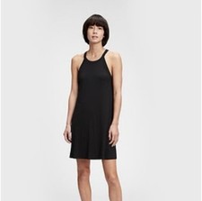 GAP Women’s Halter Neck Black Ribbed Swing Dress, Size XL