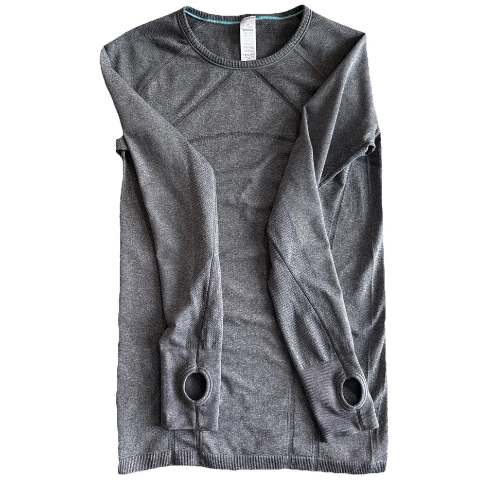 Camisa manga larga sin costuras Ivivva de Lululemon Swiftly Fly Tech para niñas talla 14 Foto 3 de 4
