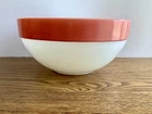 Vtg 50s FIRE KING Ware Colonial Coral Pink Band Milk Glass 8.75" Mixing Bowl #15