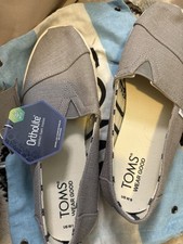 TOMS EARTHWISE MENS SHOES US 7 ALPARGATA COTTON CANVAS LOAFER DOE WASHED NEW NWT