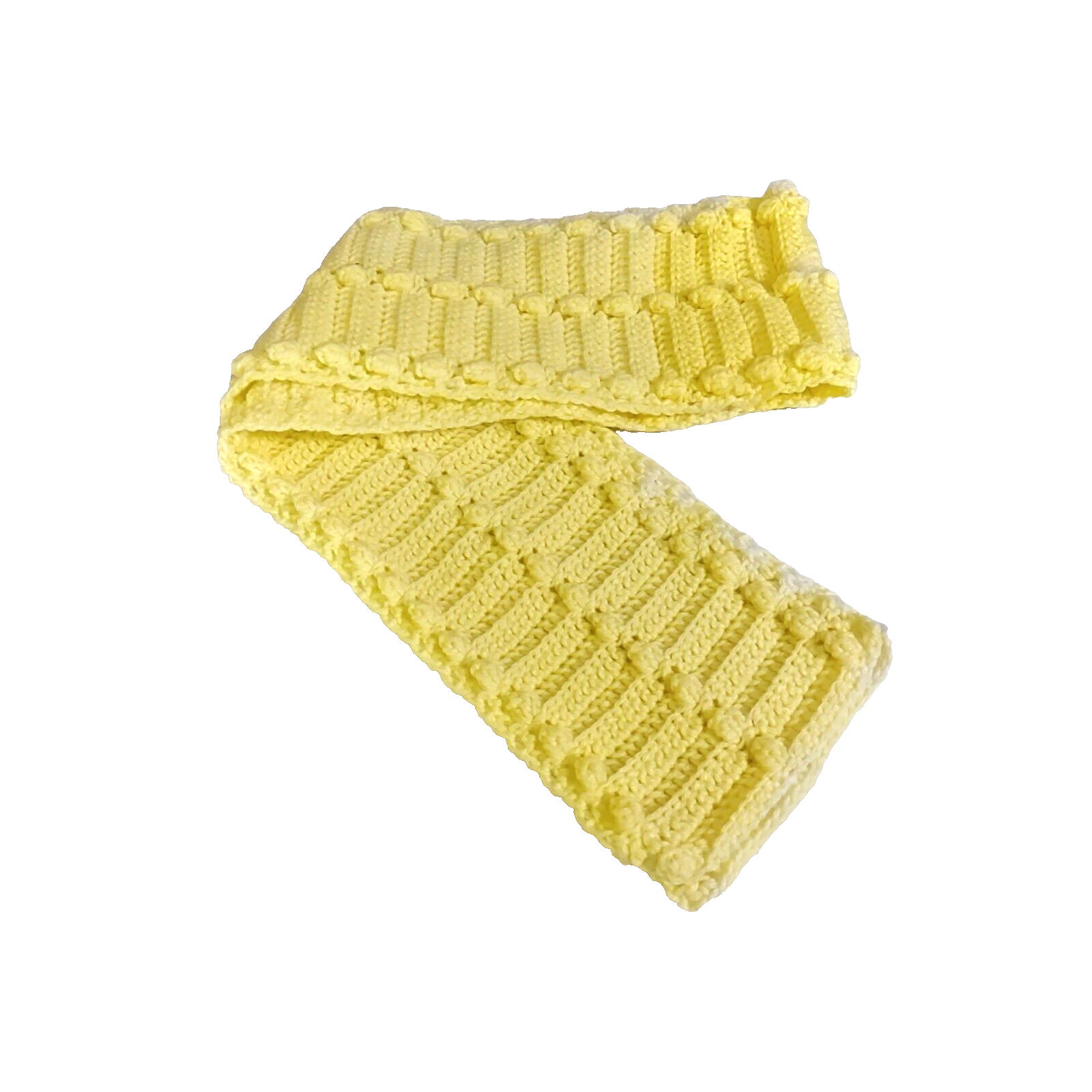 Scarf Handmade Crochet Yellow Popcorn Stitch 6
