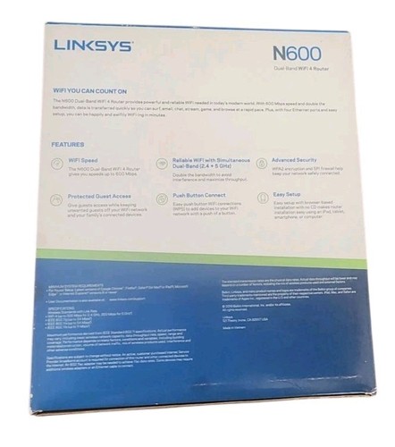 Linksys N600 Dual-Band WiFi Router E2500 NEW - 第 2/2 張圖片