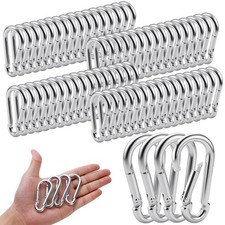 100Pcs M5 Spring Snap Hooks Light Heavy Carabiner Clip M5-1.97IN, Sliver
