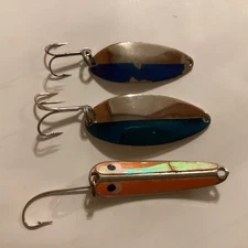 Jig-A-Whopper Little Cleo Blue Fox Lot of 3 Vintage Fishing Lure Spoons