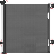 Black Retractable Stair Gate For Baby & Pet With Secure 2-step Lock - 140 Cm...