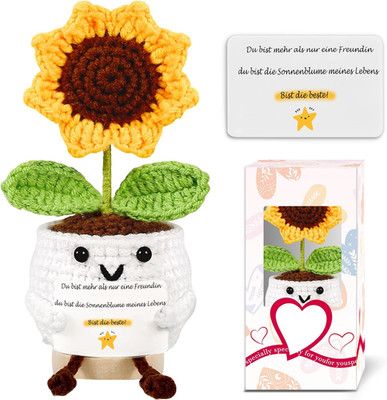 Beste Freundin Geschenke für Frauen Positive Sonnenblume Gehäkelte Glücksbringer