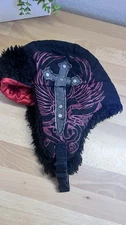 VTG Trapper Hat Explicit Faux Fur Grunge OS 14 & Older Goth Winter Outerwear