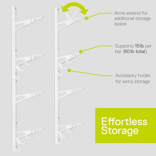 DELTA CYCLE - 4-TIER SNOWBOARD WALL MOUNT RACK - WHITE