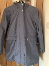 Image of BNWOT Regatta Hydrafort Blue Rain Coat/Jacket with fur trimmed hood Size 14