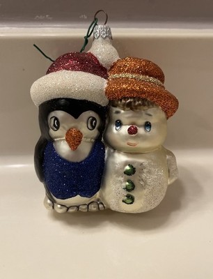 Best Friends Polar Bear Penguin Slavic Treasures Poland Hand Blown Ornament 5 