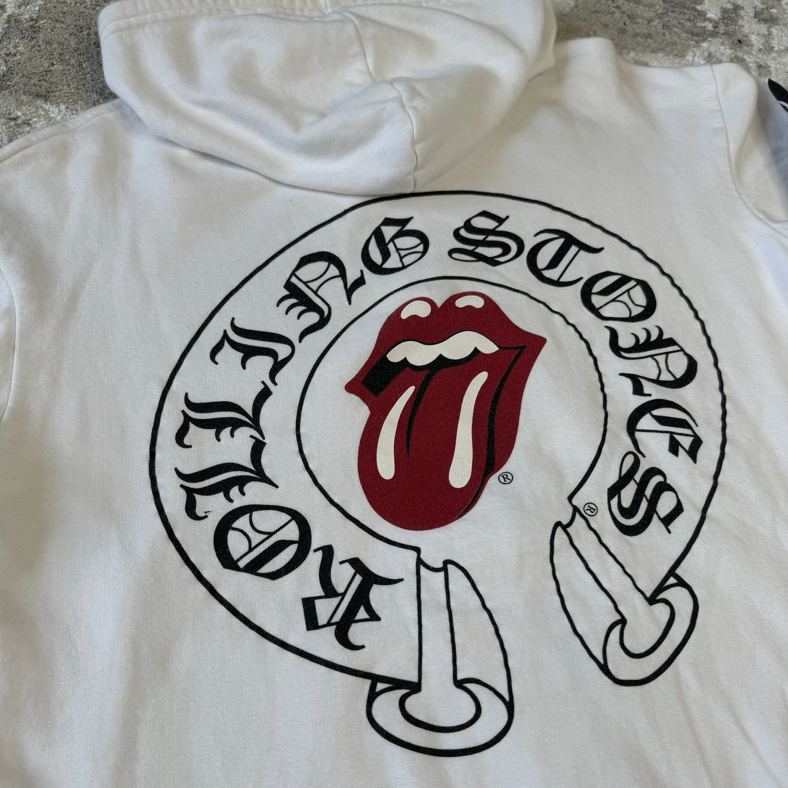 Felpa con cappuccio e zip a ferro di cavallo floreale Chrome Hearts Rolling Stones