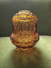 L.E. Smith Vintage Amberina Moon and Stars Fairy Lamp, 2-Piece, 6-inch